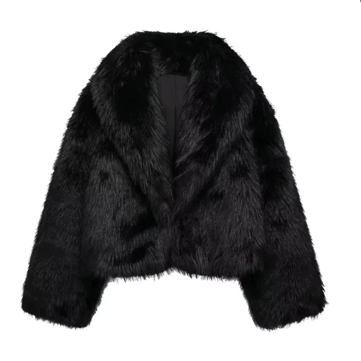 Artificial Fur Effect Collar Jacket